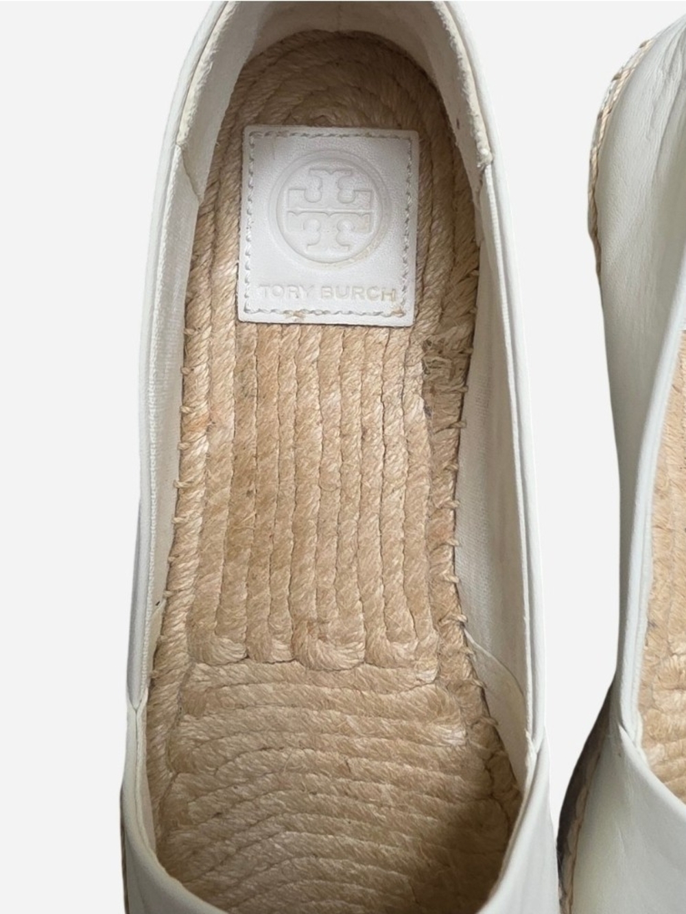 EUC Tory Burch Black & White Leather Espadrilles With Stitched T Logo, Size 9 - Picture 7 of 10